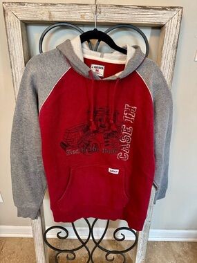 Case IH Tractor Hoodie Red To The Bone Graphic Farm Pullover Fleece M